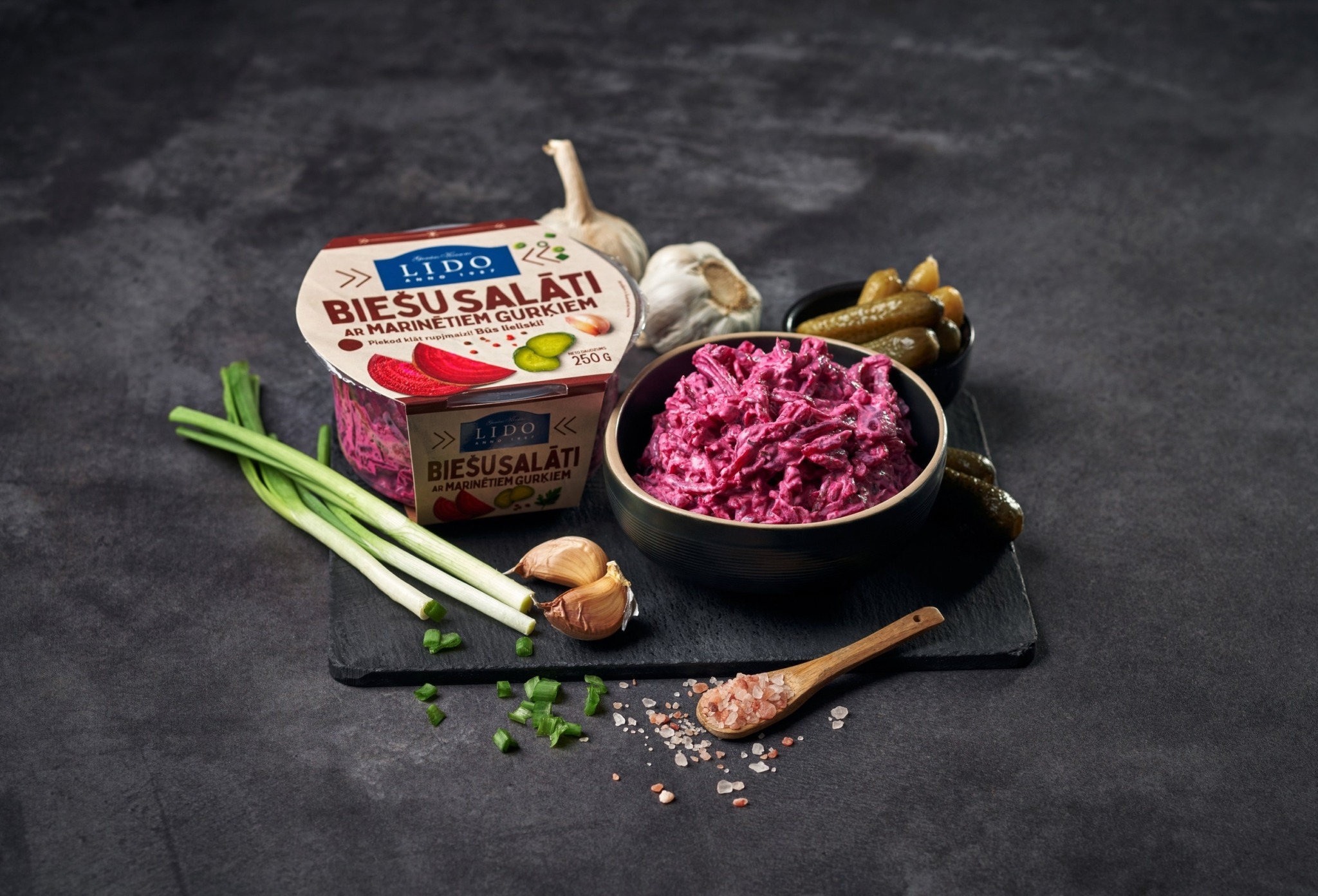 Beetroot salad with pickled gherkins